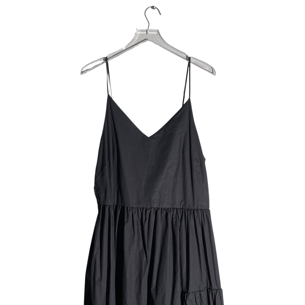 Cuyana Womens Poplin Tiered Strappy V Neck Midi Dress Neutral Size XL Black - Picture 7 of 10